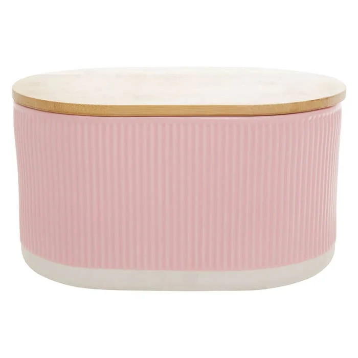 MKD - Geome Pink Bread Bin in Stoneware