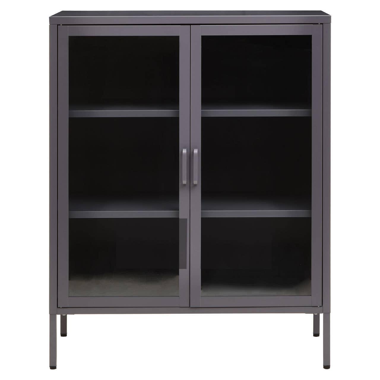 Acier Two Door Grey Metal Cabinet