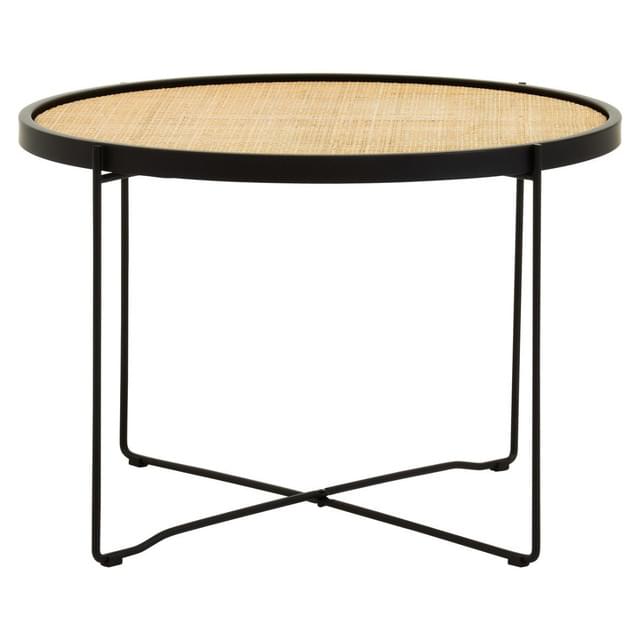 Depok Rattan Round Coffee Table With Cross Metal Legs