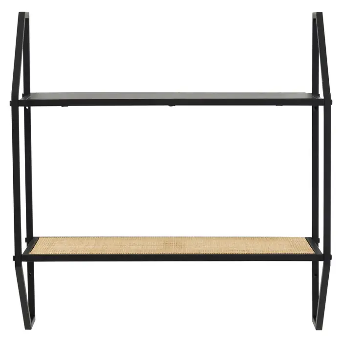 MKD - Depok Two Tier Rattan And Metal Wall Shelf