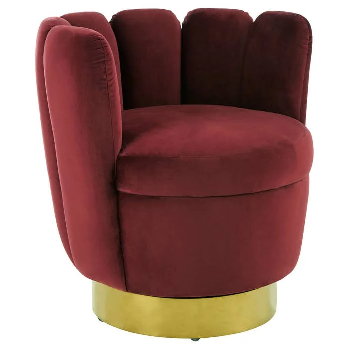 MKD - Beauly Wine Velvet Accent Chair