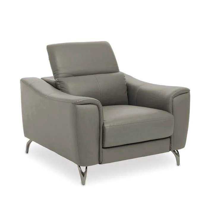 MKD - Padua Grey Finish Leather Armchair