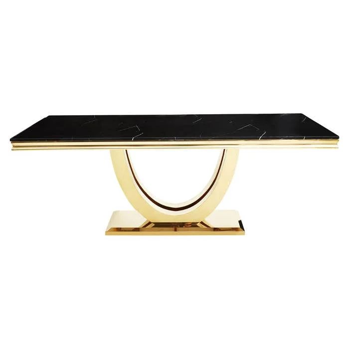 MKD - Moda Black Faux Marble Rectangular Dining Table