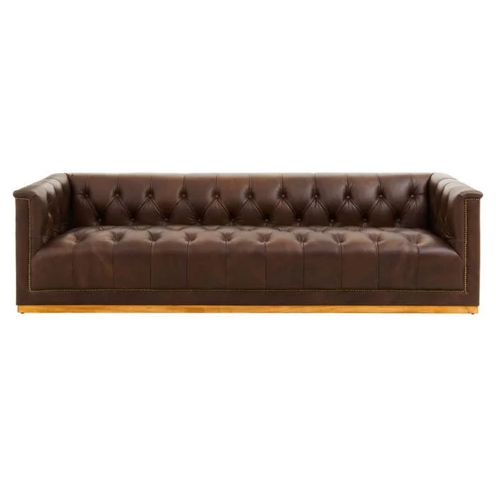 MKD - King Three Seater Tufted Leather Sofa
