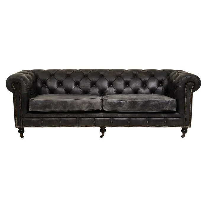 MKD - Hoxton Ebony Leather Sofa