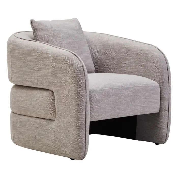 MKD - Bilani Grey Linen Effect Curved Chair