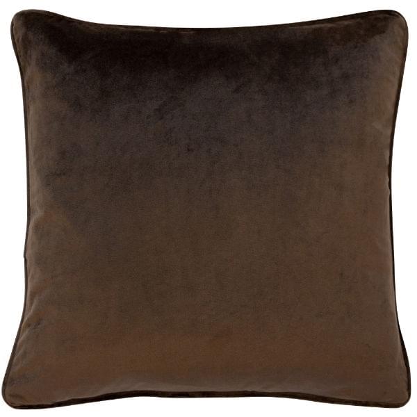 PIPED VELVET CUSHION CHOCOLATE 43 X 43