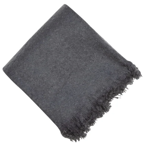 FAUX THICK MOHAIR THROW SLATE 130 X 180
