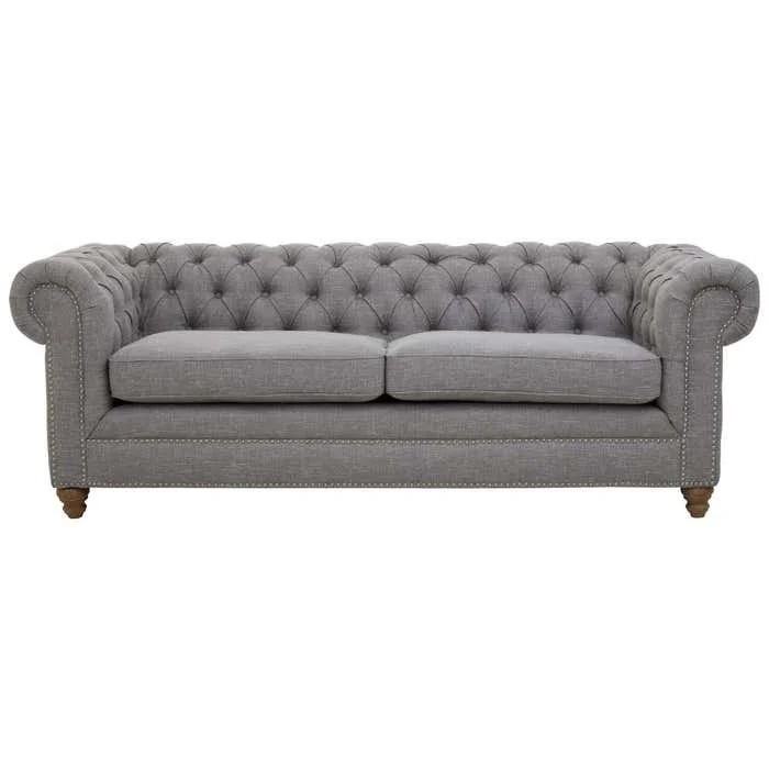 MKD - Stella Three Seat Grey Linen Sofa